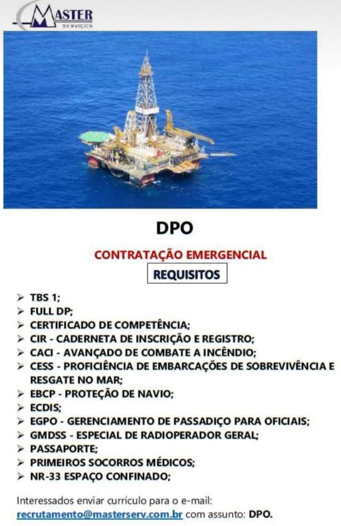 Master Serviços está contratando profissionais. *CONTRTAÇÃO EMERGENCIAL