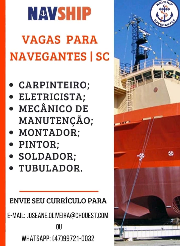 Vagas para Navegantes na Empresa NAVSHIP.